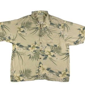 Mens Tommy Bahama XL Silk Tan Floral Shirt
